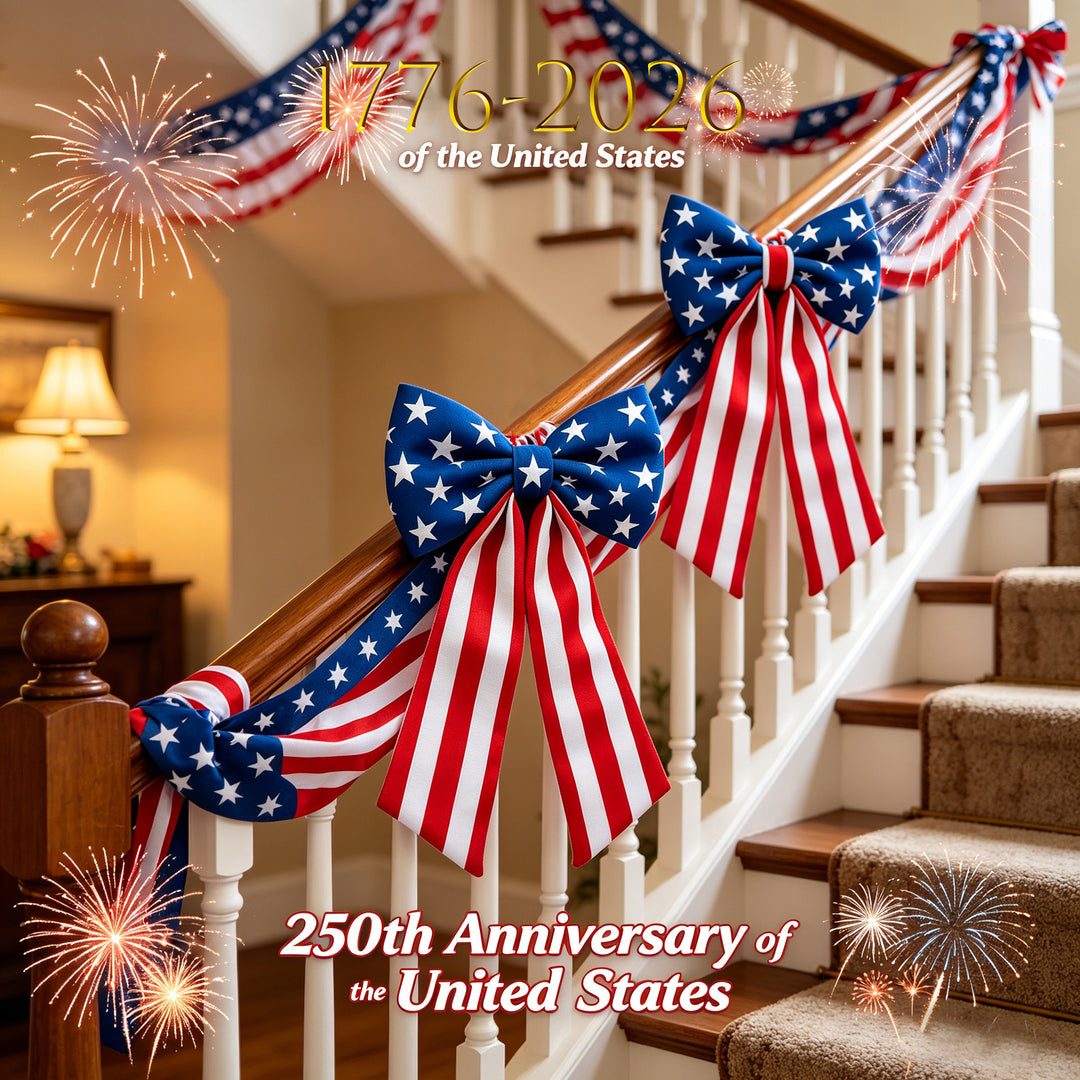 Unisex nan outdoor double-layer American flag ribbon bow with alligator fence clip Kalsten