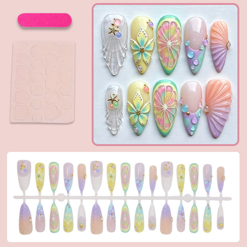 Artificial nail set with creative flower and glitter details Kalsten
