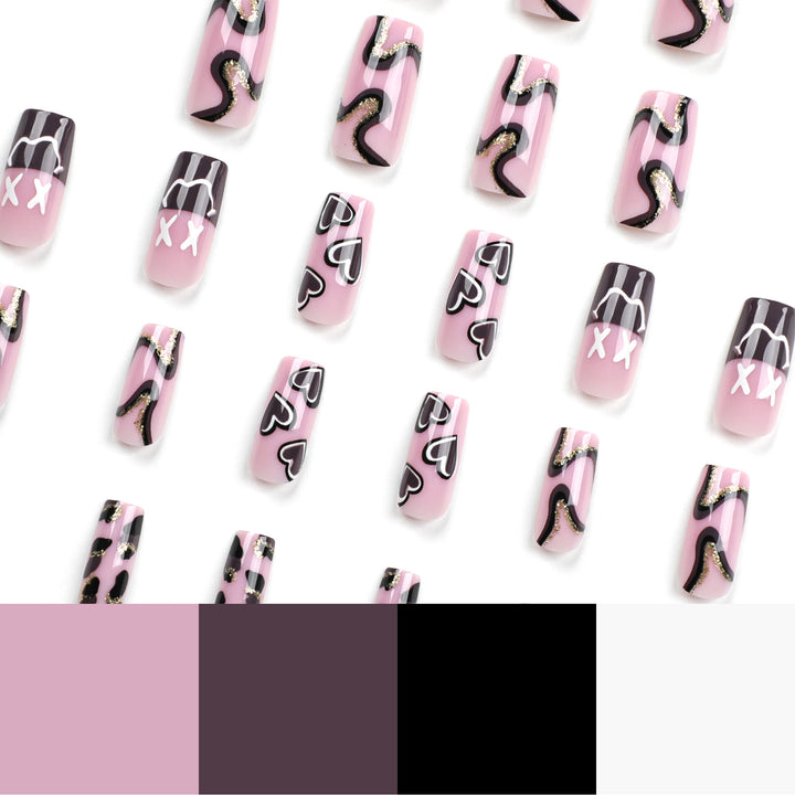 Artful nail extensions in elegant design with gold accents Kalsten