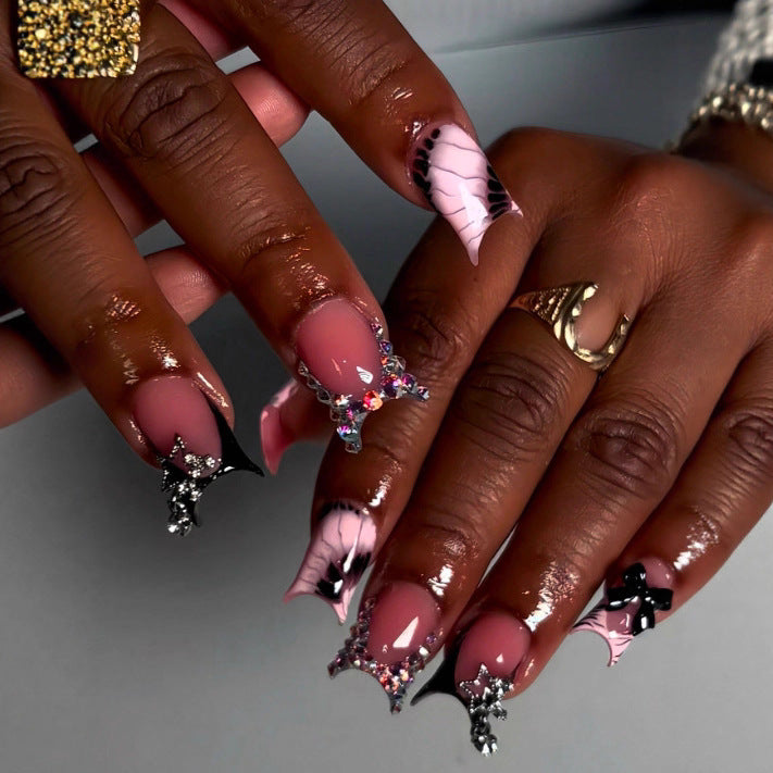 Artistic Gem-Embellished Stiletto Press-On Nails Kalsten