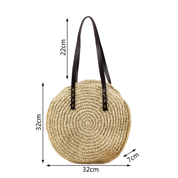 Round basket bag with sturdy leather handles Kalsten