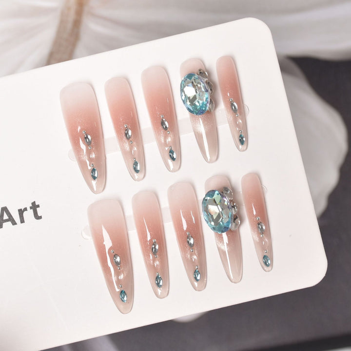 Crystal-Embellished Elegant Press-On Nails Kalsten