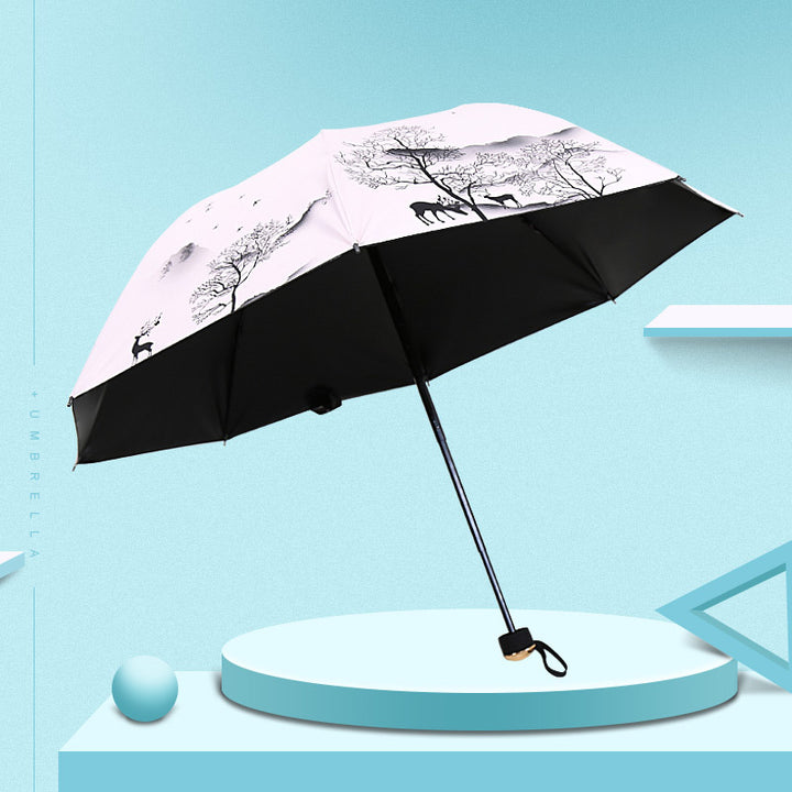 Ladies Foldable Umbrella with Artistic Nature Design Kalsten