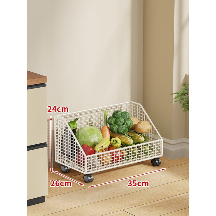 Two-Tier Mesh Rolling Kitchen Produce Storage Cart
