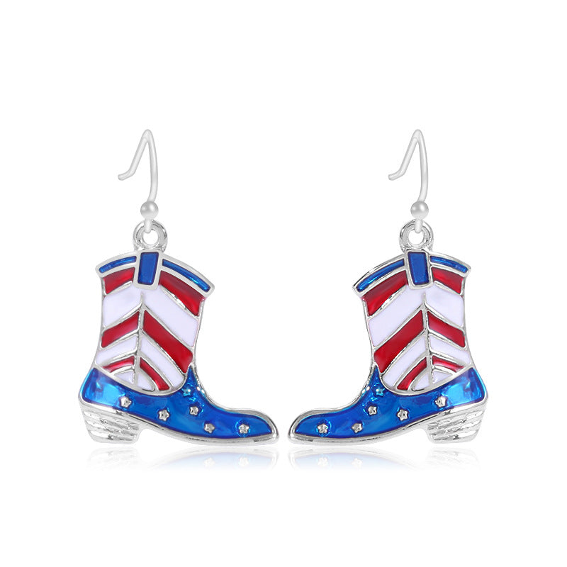 Women's star-shaped enamel earrings with USA flag motif and gold-plated fish Kalsten