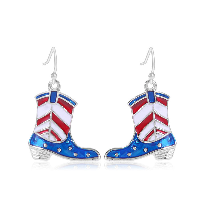 Women's star-shaped enamel earrings with USA flag motif and gold-plated fish Kalsten