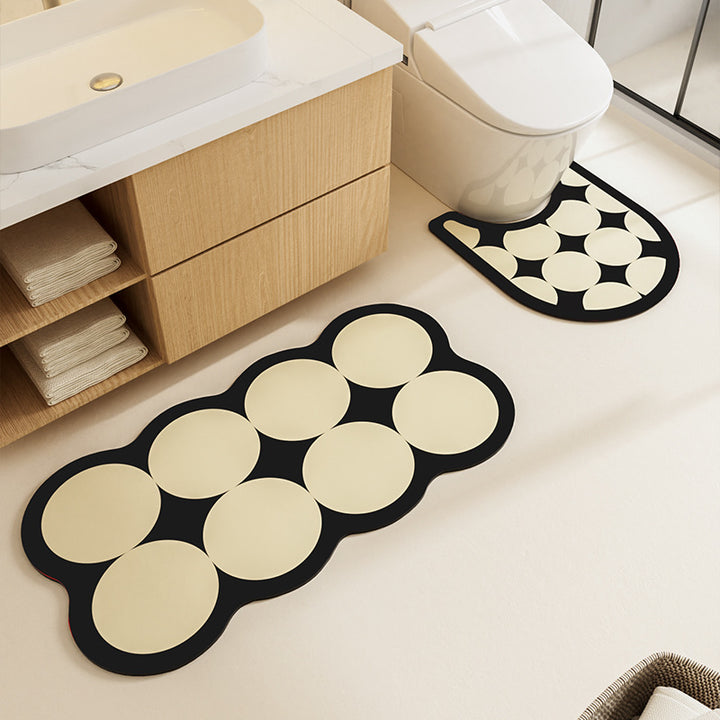 Absorbent Non-Slip Bathroom Mat with Circular Cushion Pads