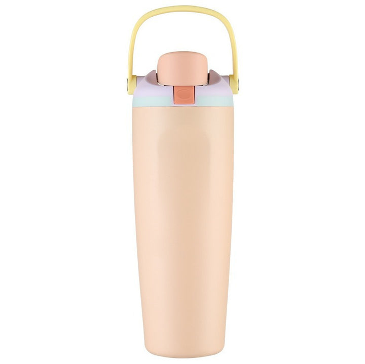 Unisex double-walled vacuum drinking bottle made of stainless steel with one-handed click closure and carrying handle Kalsten