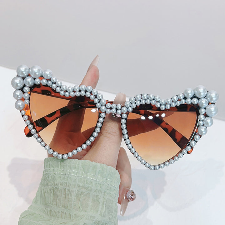 Cat-Eye Pearl-Embellished Sunglasses Kalsten