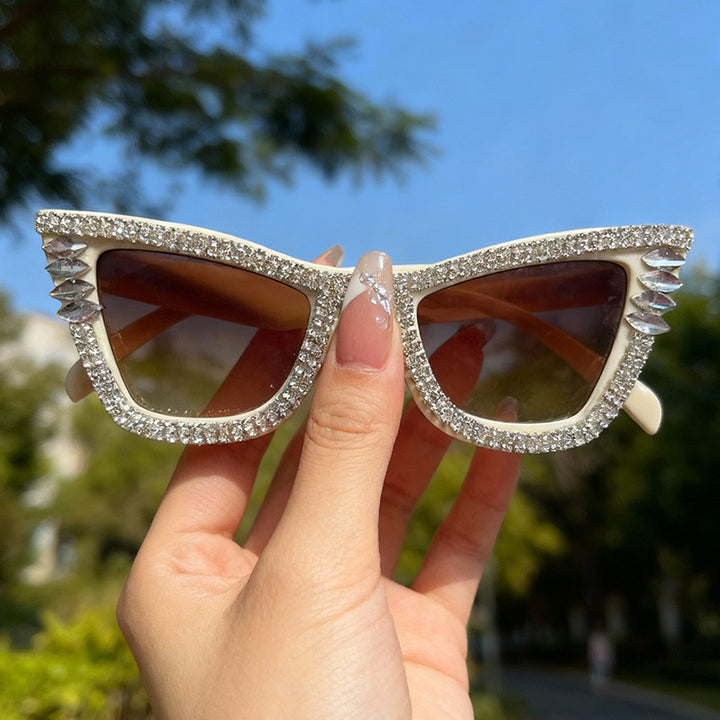 Rhinestone-Accented Cat-Eye Sunglasses Kalsten