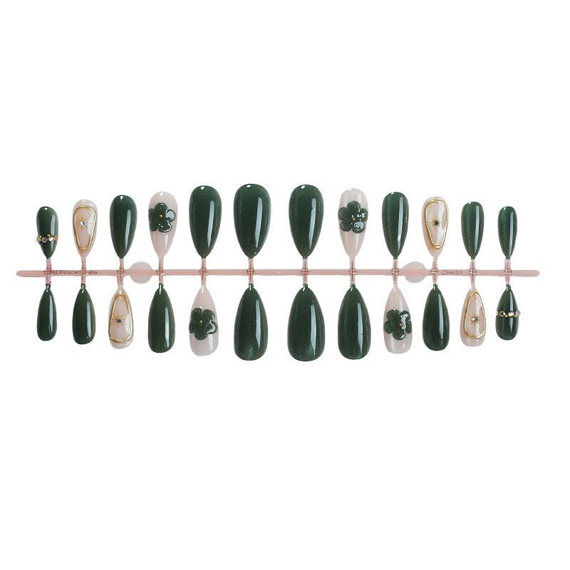 Artificial nail set with floral accents and glitter details Kalsten