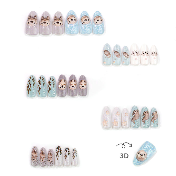 Marine Life-Themed Press-On Nail Set