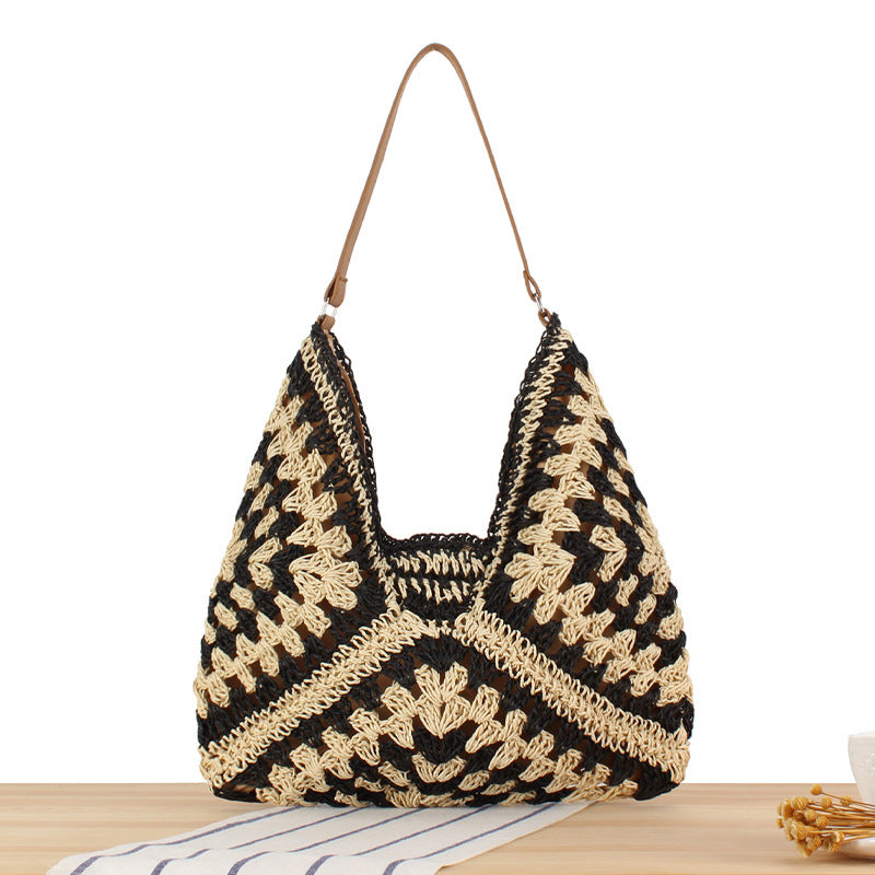 Shoulder bag with hand-knotted pattern and leather accents Kalsten