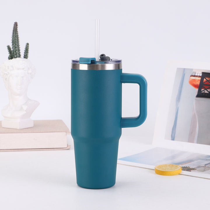 Ladies insulating cup with practical handle and straw Kalsten