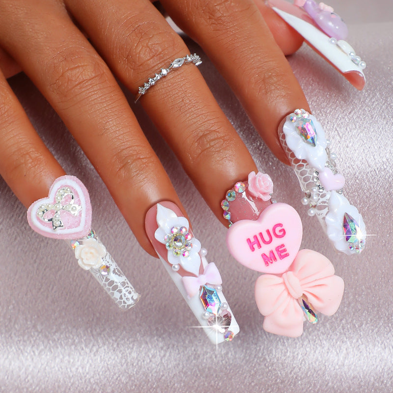 Creative nail art set with playful animal and heart motifs Kalsten