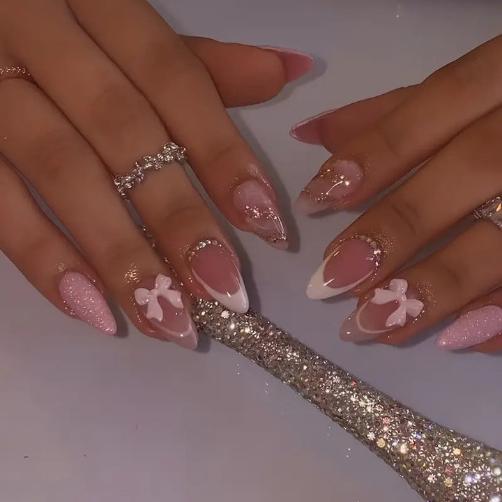 Elegant Stiletto Press-On Nail Set with Decorative Accent Kalsten