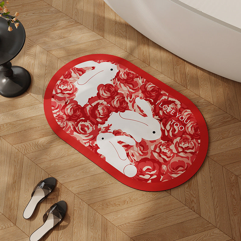Heart-Shaped Floral Bath Mat Kalsten