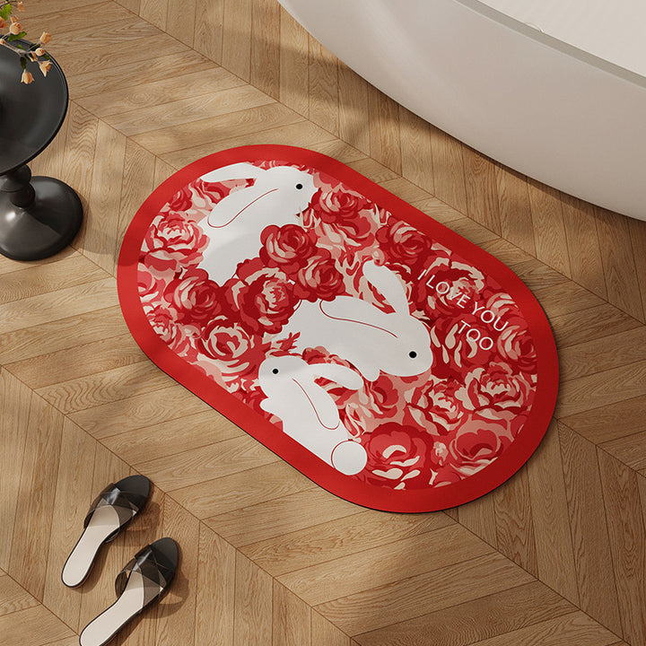 Heart-Shaped Floral Bath Mat Kalsten
