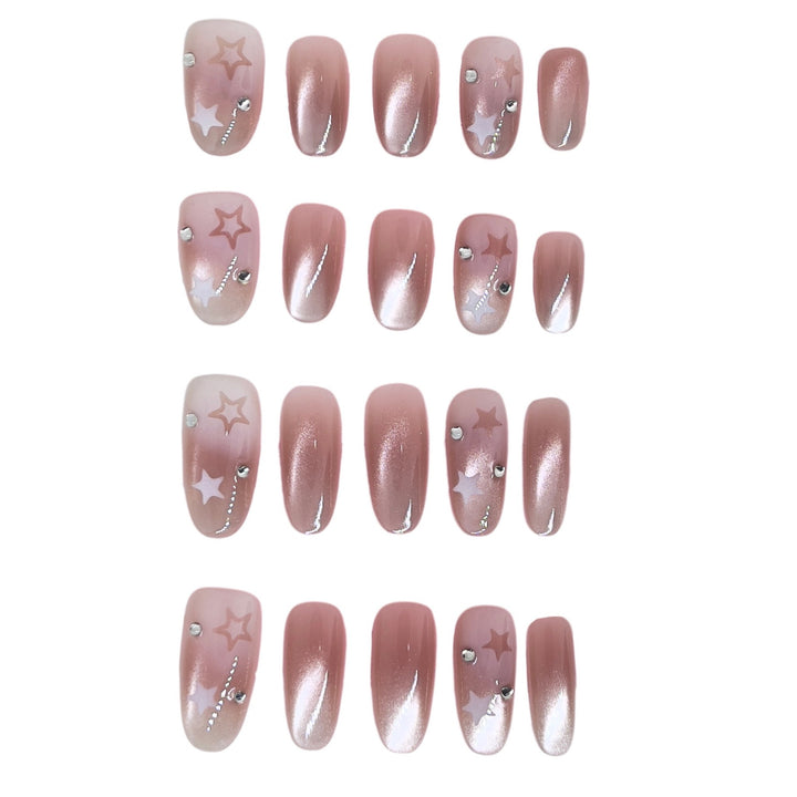 Artistic Press-On Nail Art Set with Star Accents