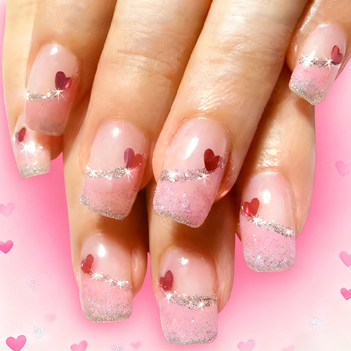 Artistic Heart-Embellished Press-On Nails Kalsten 1787542886