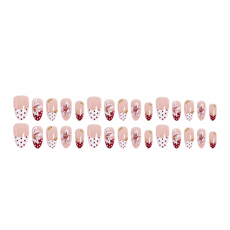 Artificial nail set with floral design and golden accents Kalsten