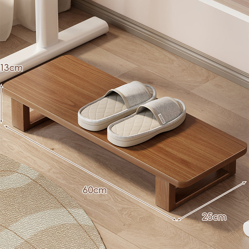 Low Wooden Slipper Platform and Entryway Shoe Shelf Organizer