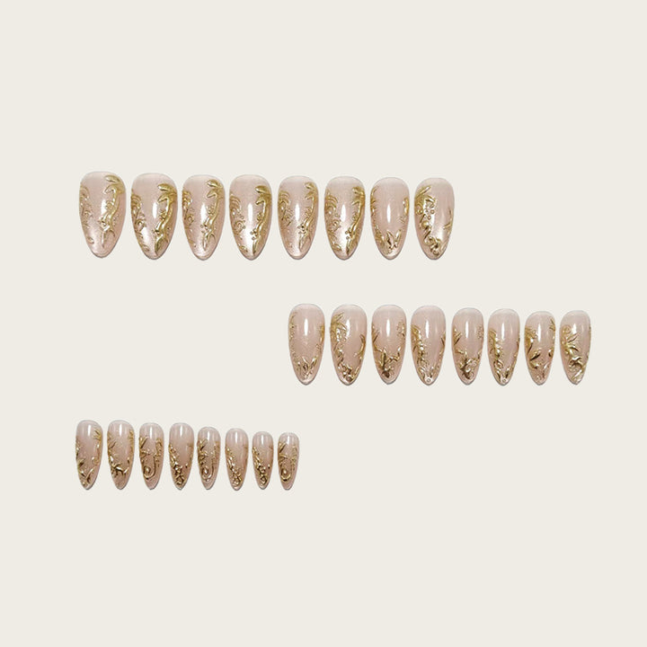 Exquisite artificial nails with golden decorations Kalsten