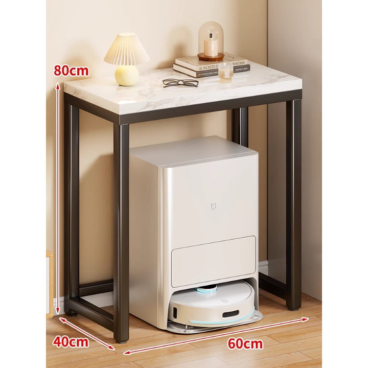 Marble Top Gold Metal Console Stand for Robot Vacuum Dock and Entryway Organizer