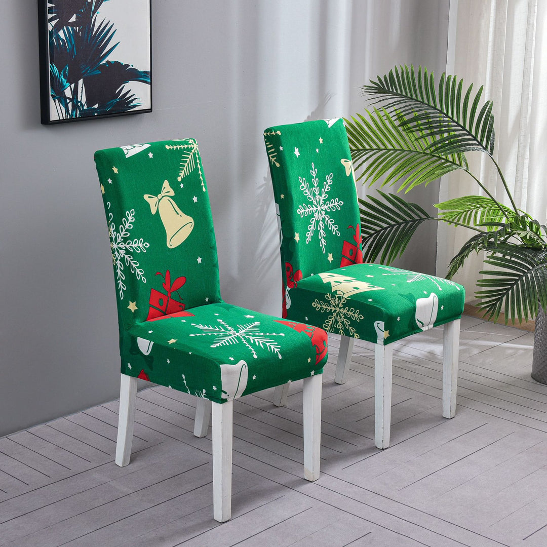 Elastic chair covers with Christmas design for high backrests