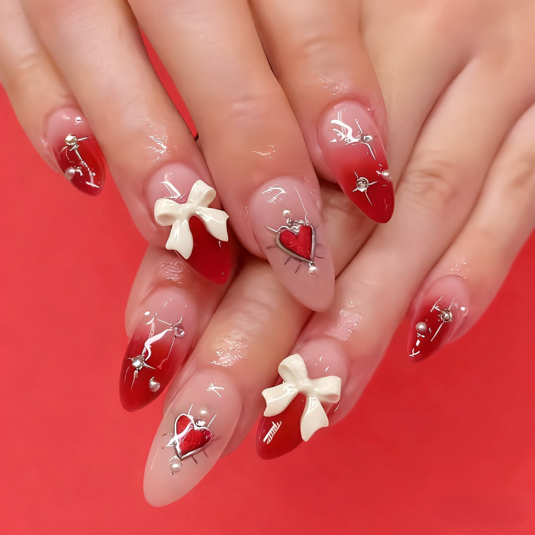 Artistic Heart-Themed Press-On Nails Kalsten