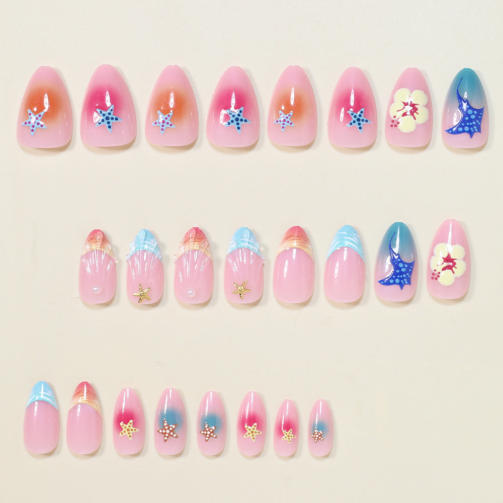 Artistic Ocean-Inspired Press-On Nail Art Kalsten