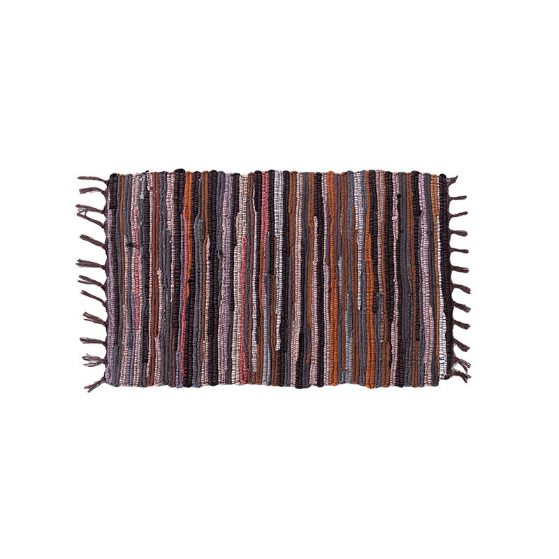 Handwoven cotton runner with colorful stripes and fringes Kalsten
