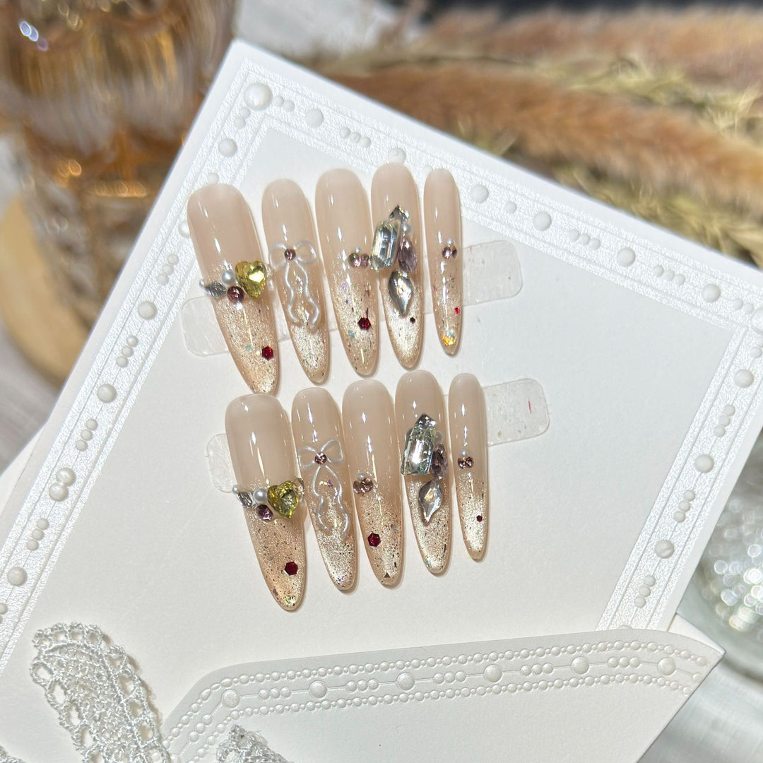 Decorative Stiletto Nail Art Set with Gem Accents Kalsten