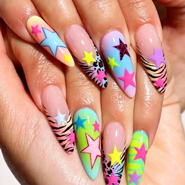 Creative Star-Decorated Stiletto Nail Art Extensions Kalsten