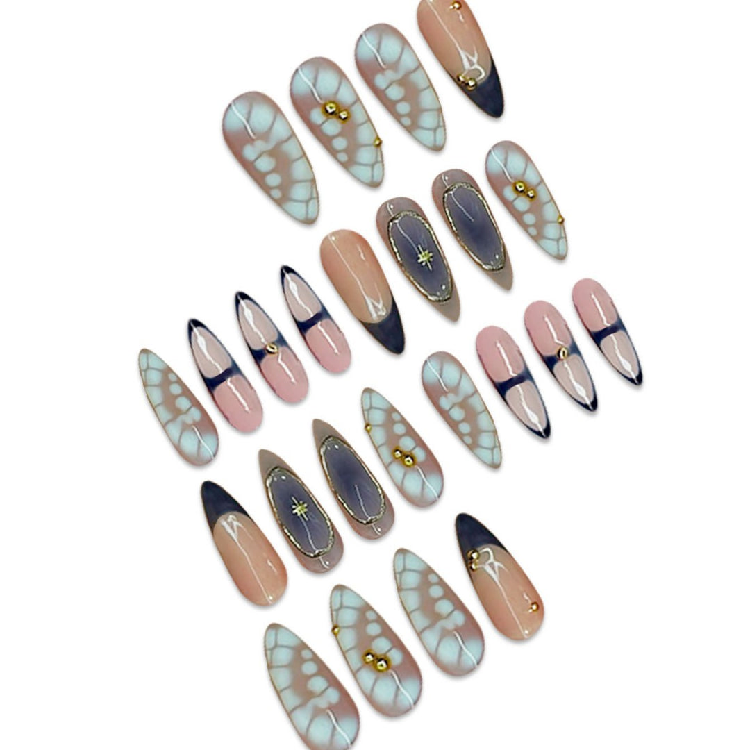 Premium Artistic Stiletto Press-On Nails with Gold Accents Kalsten