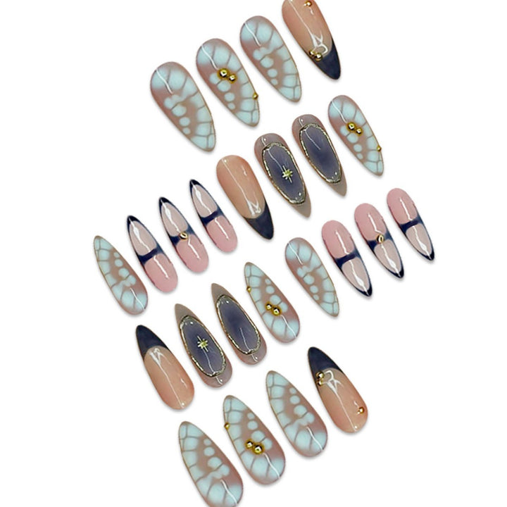 Premium Artistic Stiletto Press-On Nails with Gold Accents Kalsten