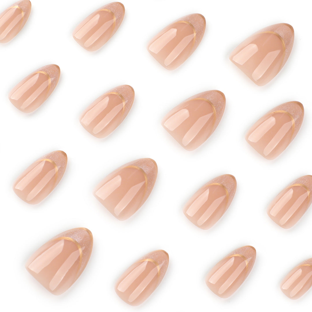 Elegant Gel Nails with Glitter and French Tip Decoration Kalsten