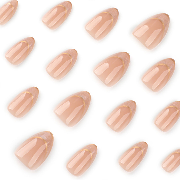 Elegant Gel Nails with Glitter and French Tip Decoration Kalsten