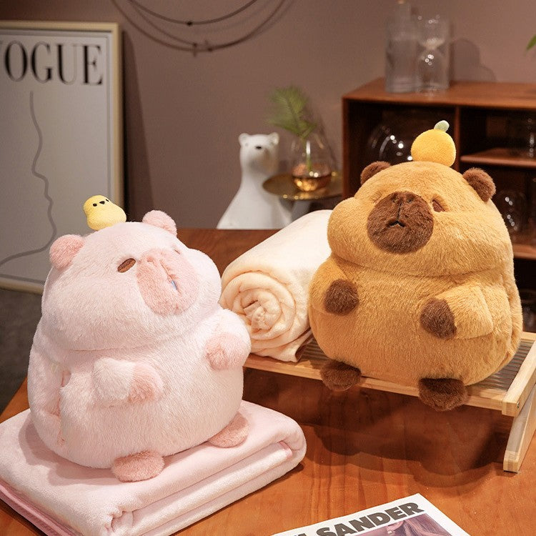 Cute plush pig cuddle set with fleece blanket
