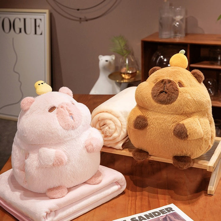 Cute plush pig cuddle set with fleece blanket