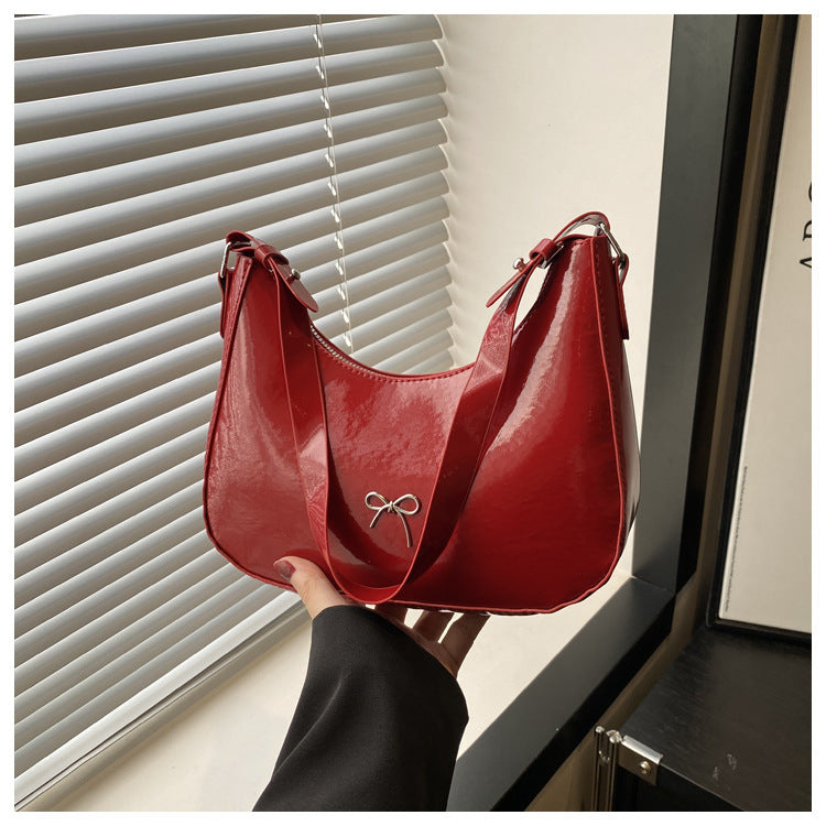 Premium Glossy Faux Leather Hobo Bag Kalsten