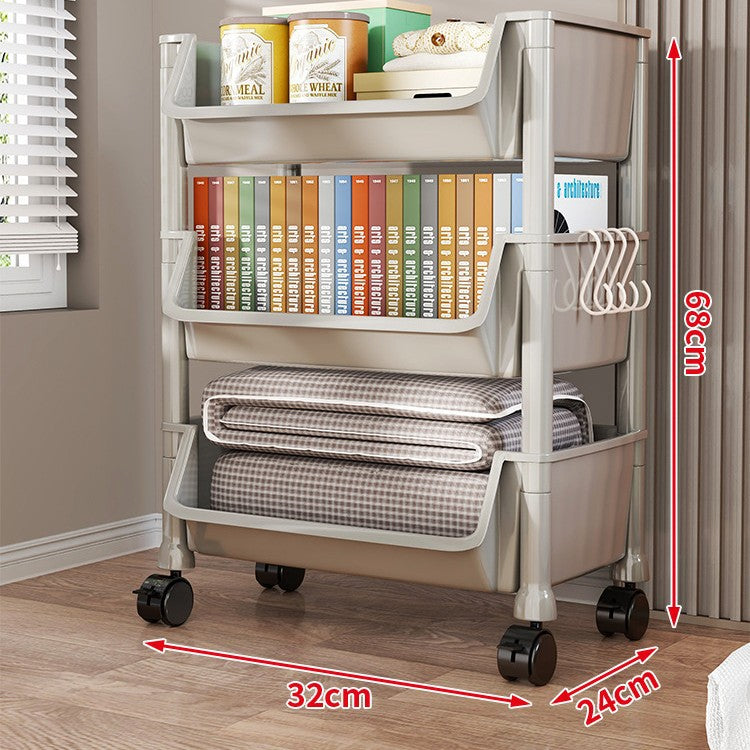 Compact Two-Tier Rolling Storage Cart with Removable Bins and Swivel Casters