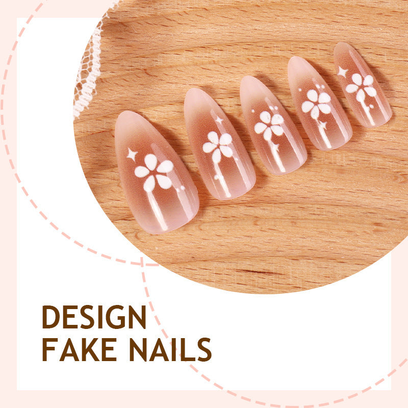 Artificial nail set with delicate floral motifs Kalsten
