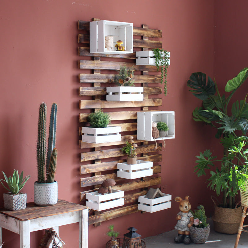 Wall shelf system with integrated storage boxes Kalsten