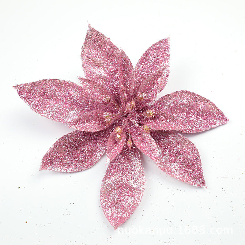 Glittering Poinsettia Flower Ornaments Kalsten