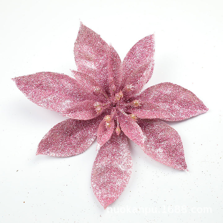 Glittering Poinsettia Flower Ornaments Kalsten
