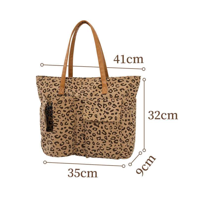 Spacious Leopard Print Canvas Tote Bag Kalsten