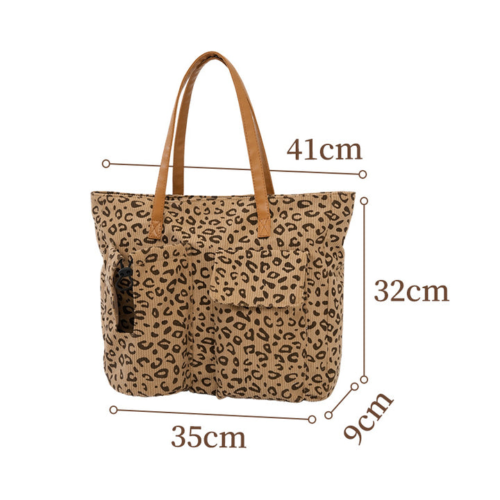 Spacious Leopard Print Canvas Tote Bag Kalsten