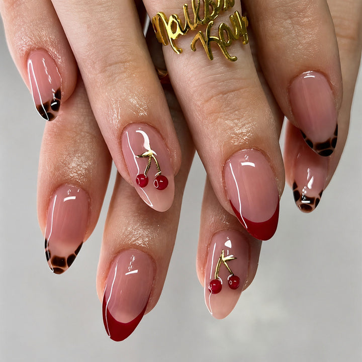Elegant artificial nails with cherry design Kalsten