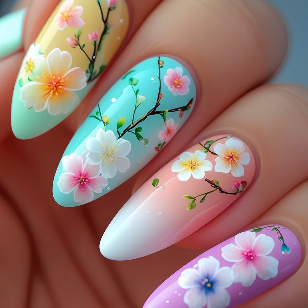Artistic Floral Press-On Nail Art Extensions Kalsten